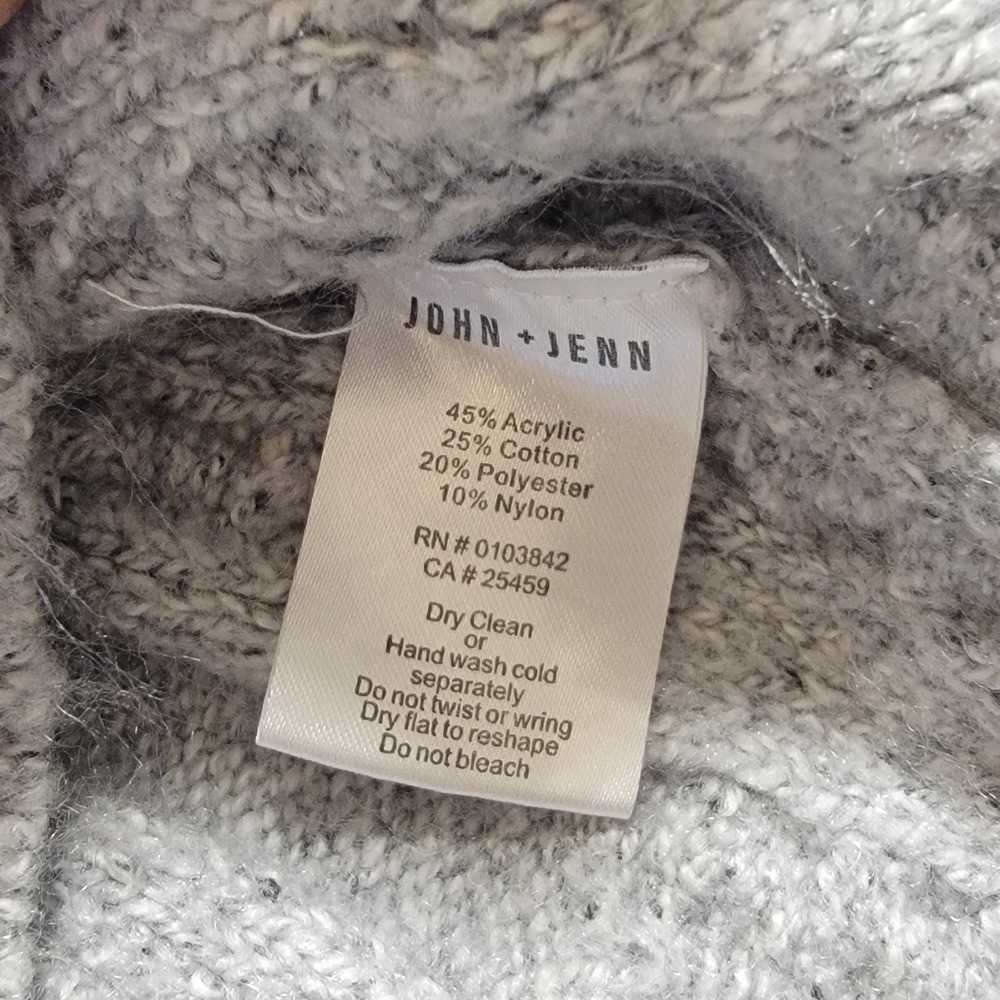Anthropologie John + Jenn Cable Knit Sweater Women's Size Small Petite Gray - Picture 5 of 10